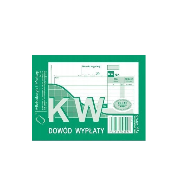 KW DOWÓD WYPŁATY A6 WIELOKOPIA