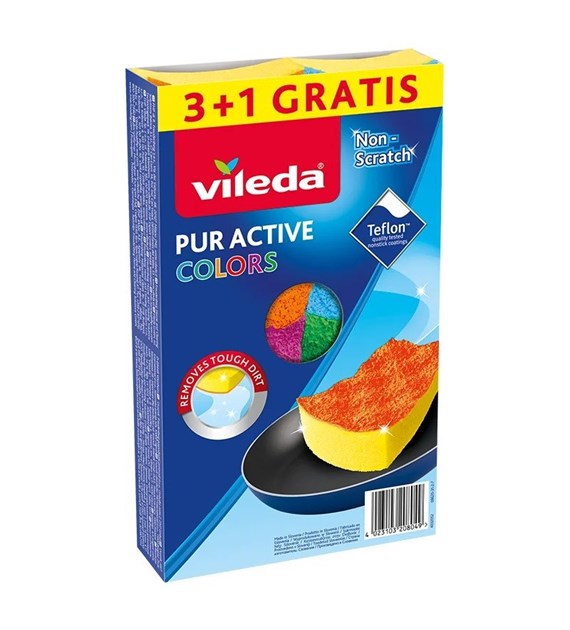 VILEDA Zmywak PUR ACTIVE COLORS 3+1 (126/16/4)