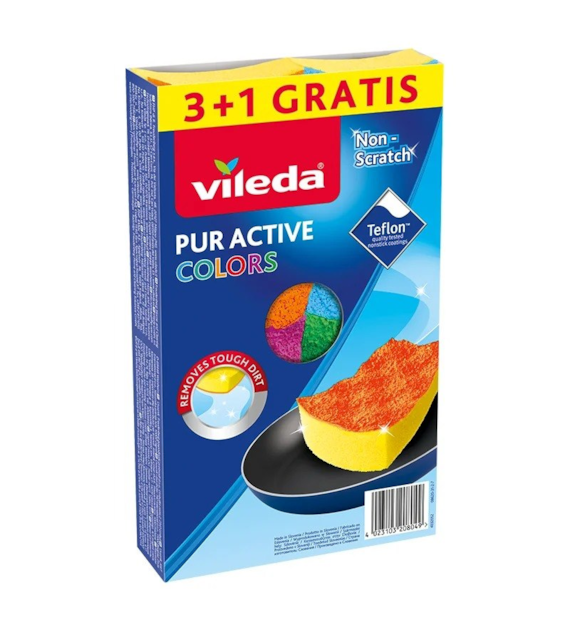 VILEDA Zmywak PUR ACTIVE COLORS 3+1 (126/16/4)