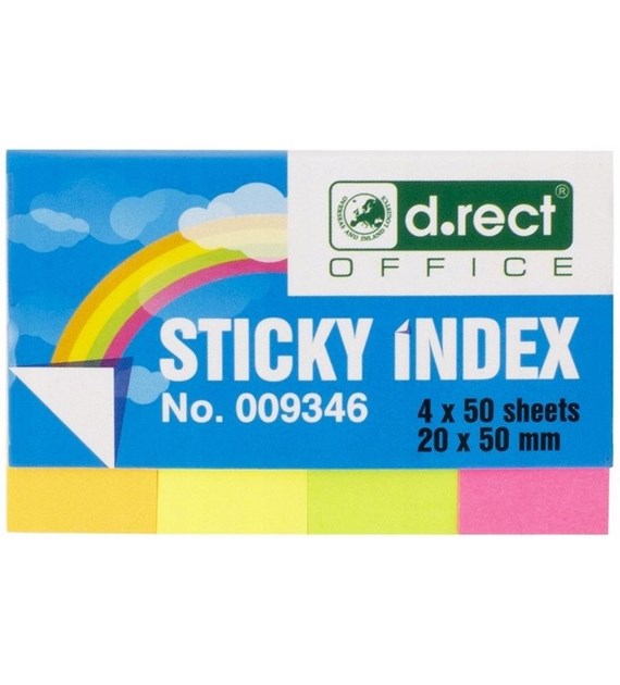 Zakładki indeksujące papierowe 20x50mm (4 kolory x50szt)