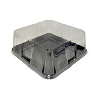 Taca cateringowa CZARNA 190x190mm + pokrywka TRANSPARENTNA 80mm (_/24/10)