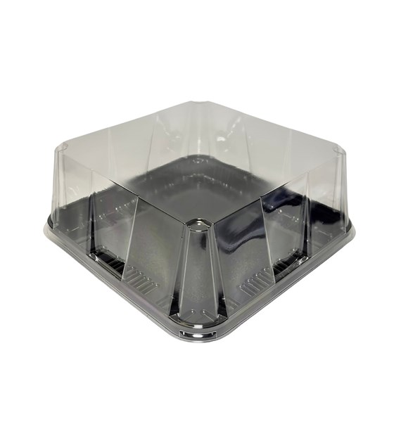 Taca cateringowa CZARNA 190x190mm + pokrywka TRANSPARENTNA 80mm (_/24/10)