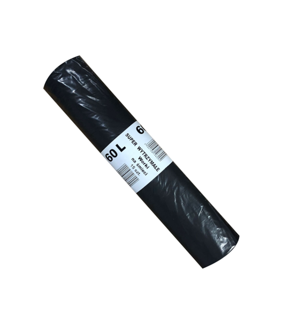 Worki na odpady 60L LDPE 40mic czarne IR (80/18/15)