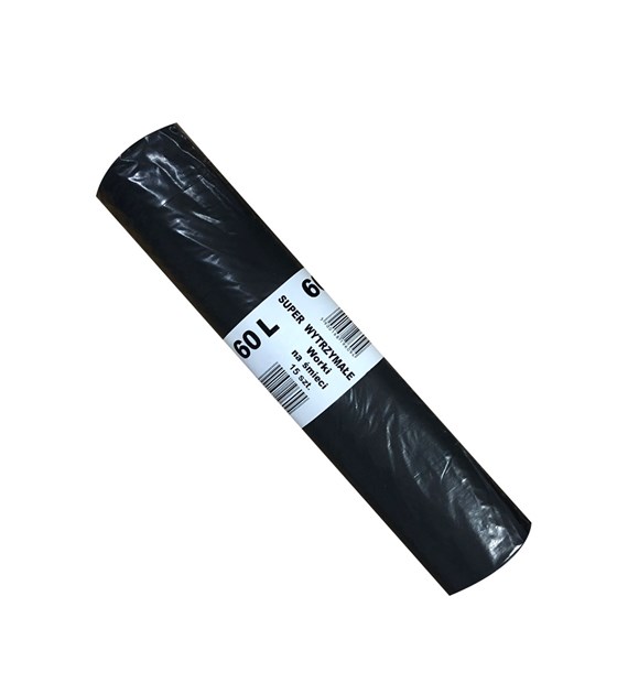 Worki na odpady 60L LDPE 40mic czarne IR (80/18/15)