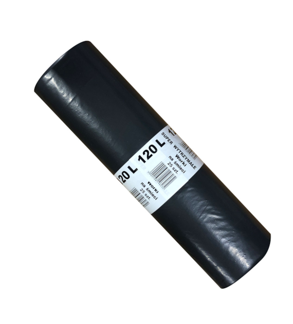 Worki na odpady 120L LDPE 40mic czarne IR (64/8/25)