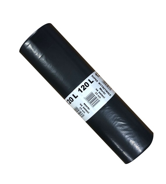 Worki na odpady 120L LDPE 40mic czarne IR (64/8/25)