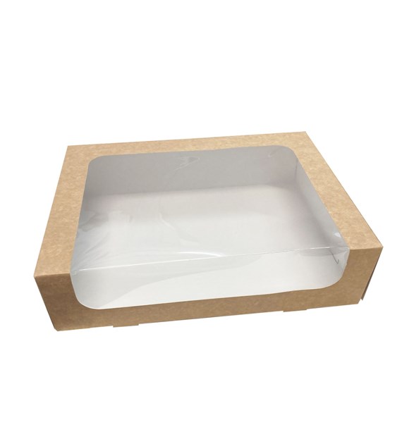 Pudełko klejone szare 31x22x8 zamykane z oknem panorama (_/50/1)