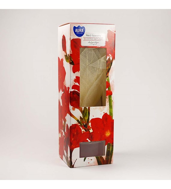 Dyfuzor zapachowy z liściem - czerwone kwiaty (_/12/1)