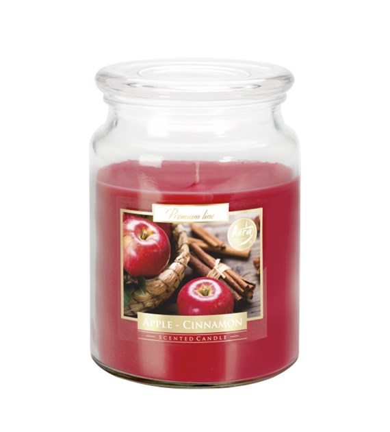 BISPOL świeca zapachowa w dużym słoiku   jabłko-cynamon  100h (_/6/1)
