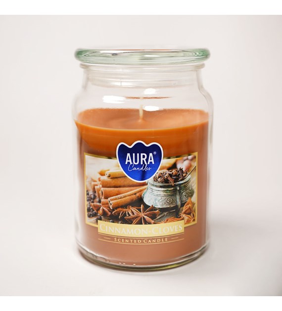BISPOL świeca zapachowa w dużym słoiku   cynamon-goździki  100h(_/6/1)