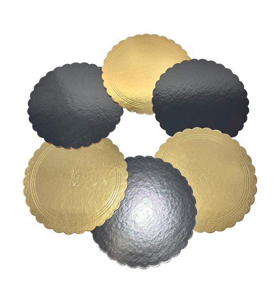 PODKŁAD OKRĄGŁY ZŁOTO-CZARNY KARBOWANY 26cm 2000g (_/50/1)