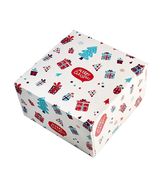 Merry Christmas pudełko zamykane białe 130x130x70mm WZÓR_2