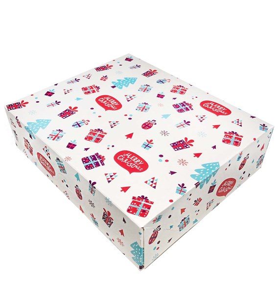 Merry Christmas pudełko zamykane białe 250x210x70mm WZÓR_2