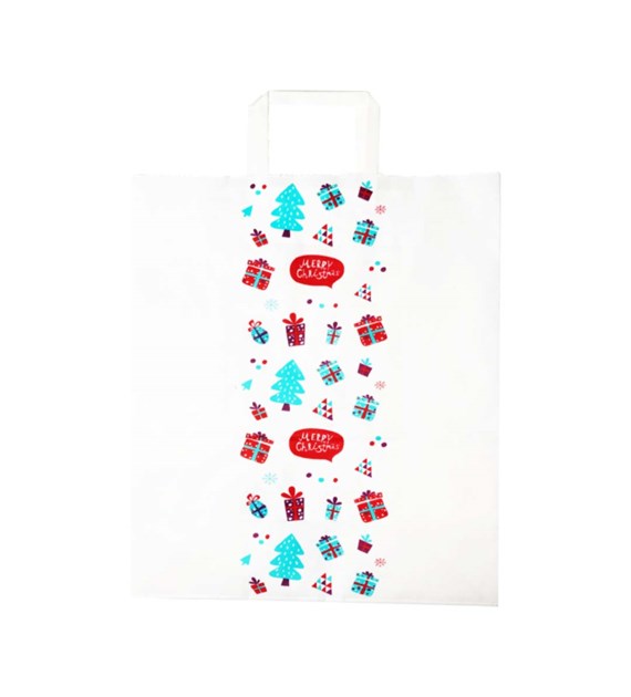 Merry Christmas torba pap. biała z uchem 320x160x400 WZÓR_2 (_/250/1)
