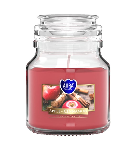 BISPOL świeca zapachowa w małym słoiku   jabłko-cynamon  28h (_/6/1)