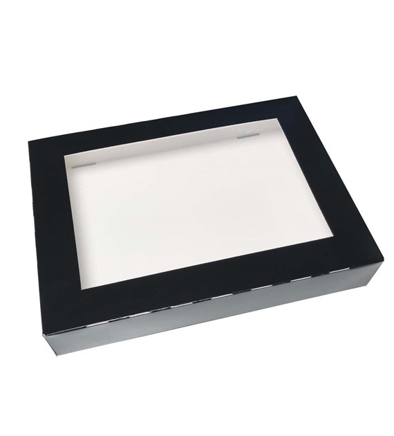 (SUP) Pudełko papierowe z oknem 260x190x50mm CZARNE (36/140/1)