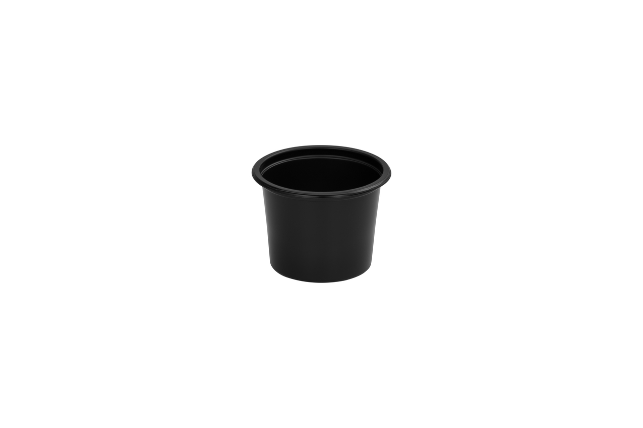 (REUSE) Pojemnik na sos okrągły 100ml CZARNY (32/20/100)
