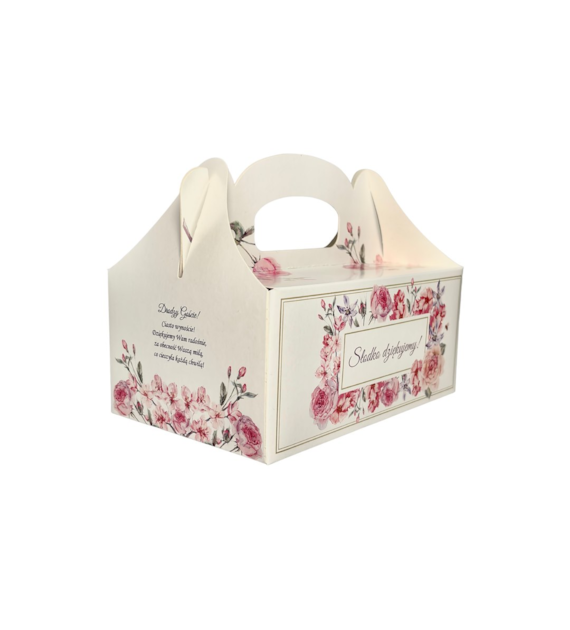 OZDOBNE PUDEŁKO NA CIASTO 19x14x9cm -RÓŻYCZKI- (10szt)