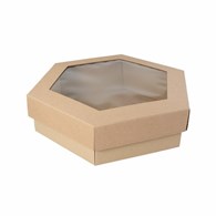 Pudełko cateringowe PARTY BOX premium z okienkiem 315x315x90mm sześciokątne (_/_/10)
