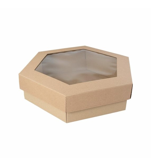 Pudełko cateringowe PARTY BOX premium z okienkiem 315x315x90mm sześciokątne (_/_/10)