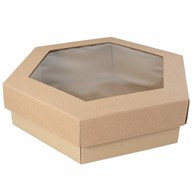 Pudełko cateringowe PARTY BOX premium z okienkiem 315x315x90mm sześciokątne (_/_/10)