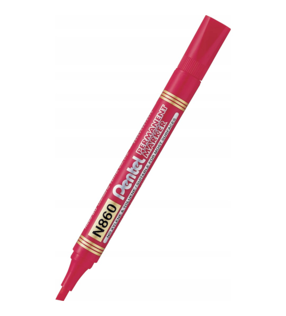 PENTEL Marker permamentny CZERWONY ścięta końcówka (0/12/1)