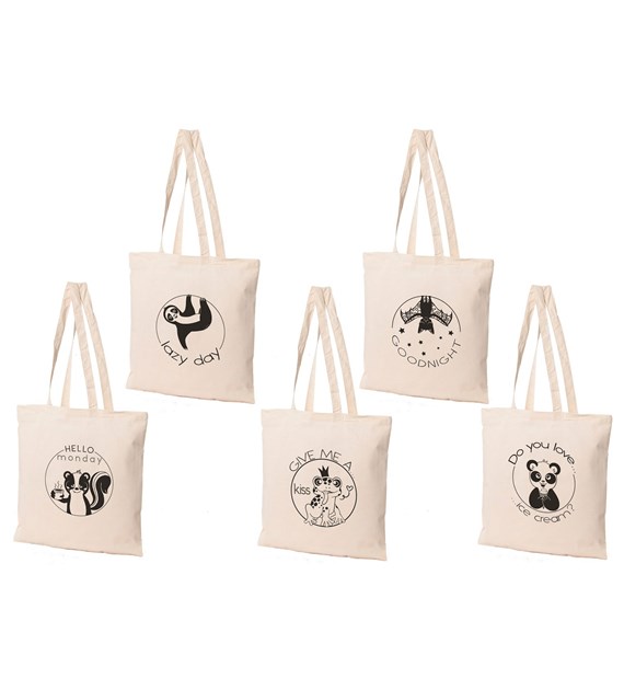 EKO TORBA 38x42  BAWEŁNA Przyjemniaki DŁUGA RĄCZKA MIX