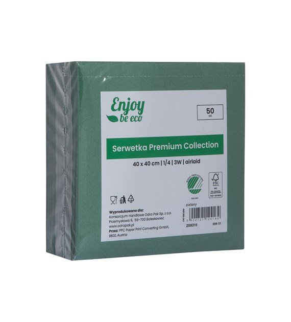 Enjoy Be Eco serwetka Premium Collection 3W 40x40 CIEMNOZIELONA (100/5/50)
