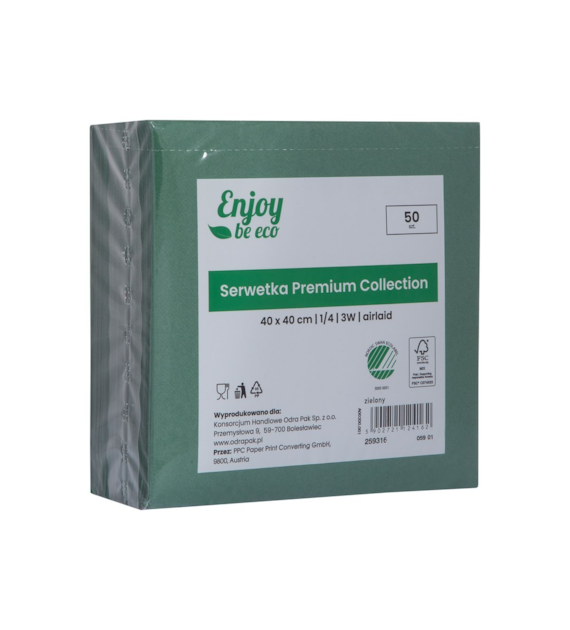 Enjoy Be Eco serwetka Premium Collection 3W 40x40 CIEMNOZIELONA (100/5/50)