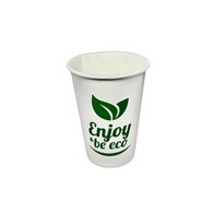 (EKO) Enjoy Be Eco kubek papierowy PLASTIC FREE automat BIAŁY z nadrukiem 180/200ml (24/30/75)