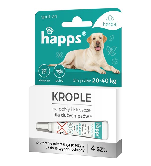 Happs Herbal krople na pchły i kleszcze dla dużych psów (_/6/1)