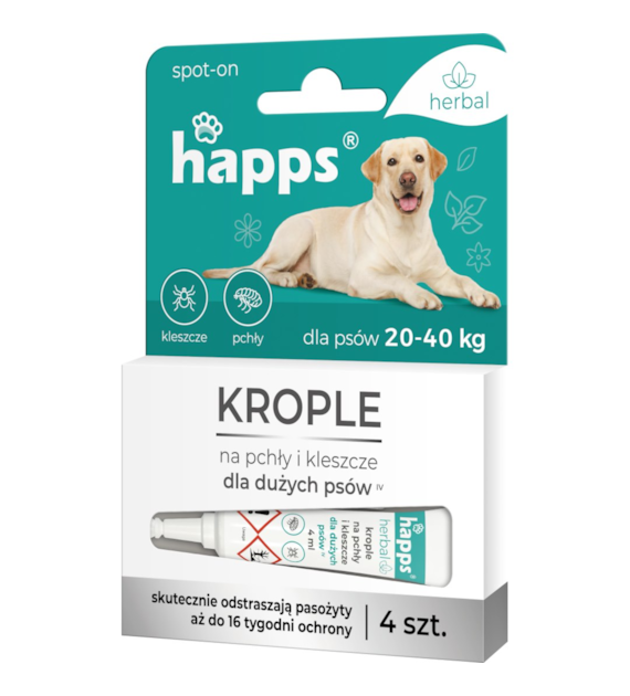 Happs Herbal krople na pchły i kleszcze dla dużych psów (_/6/1)