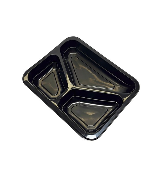 (REUSE) Pojemnik MAP3C 227x178x35 420/250/200ml trójdzielny CZARNY (42/4/80)