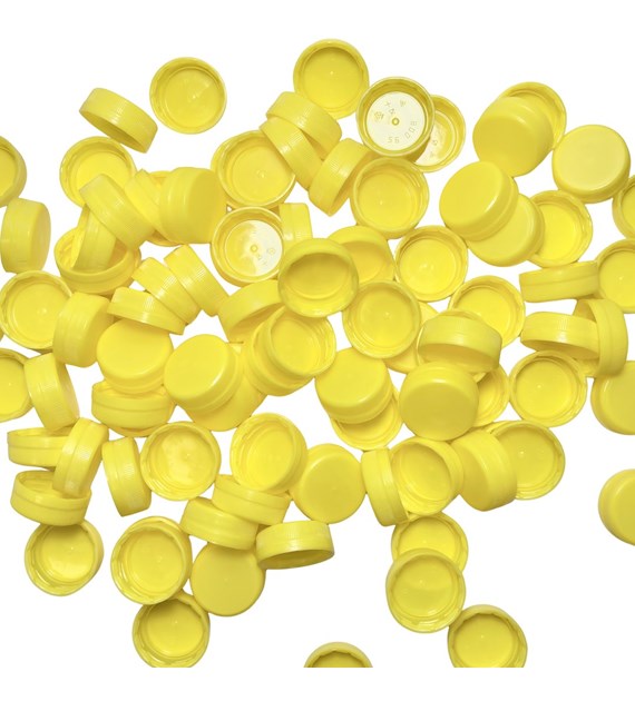 Nakrętka do butelki PET gwint 38mm ŻÓŁTA PRZYTWIERDZANA (0/30/100)