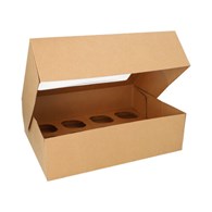 Pudełko zamykane z oknem kraft z wytłoczką na 12 babeczek 35x27x10cm (_/4x25/1)