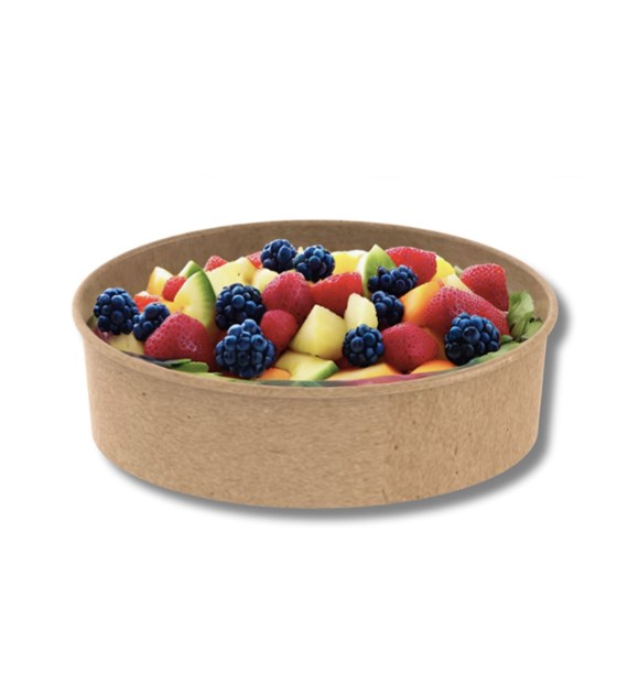 (EKO) Pojemnik sałatkowy papierowy KRAFT fi185mm 1100ml PLASTIC FREE (16/6/50)