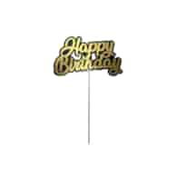 Topper na tort HAPPY BIRTHDAY ZŁOTO-CZARNY