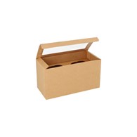 Pudełko zamykane z oknem kraft z wytłoczką na 2 babeczki 18,5x8,5x10cm (_/4x25/1)