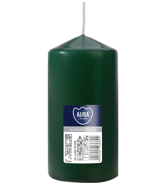 ŚWIECA WALEC BUTELKOWA ZIELEŃ 60x120 (_/6/1)