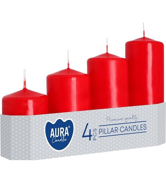 ŚWIECA WALEC CZERWONA 50mm ZESTAW (_/6/4)