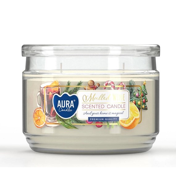 BISPOL świeca zapachowa w szkle dwa knoty  Grzane wino  30h (_/6/1)