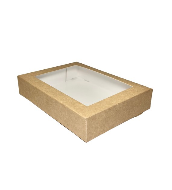 Pudełko kraft z oknem 260x190x50mm (50szt)