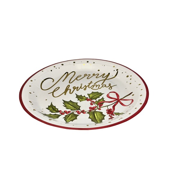 Talerze nadruk Merry Christmas 22,5cm (10szt)