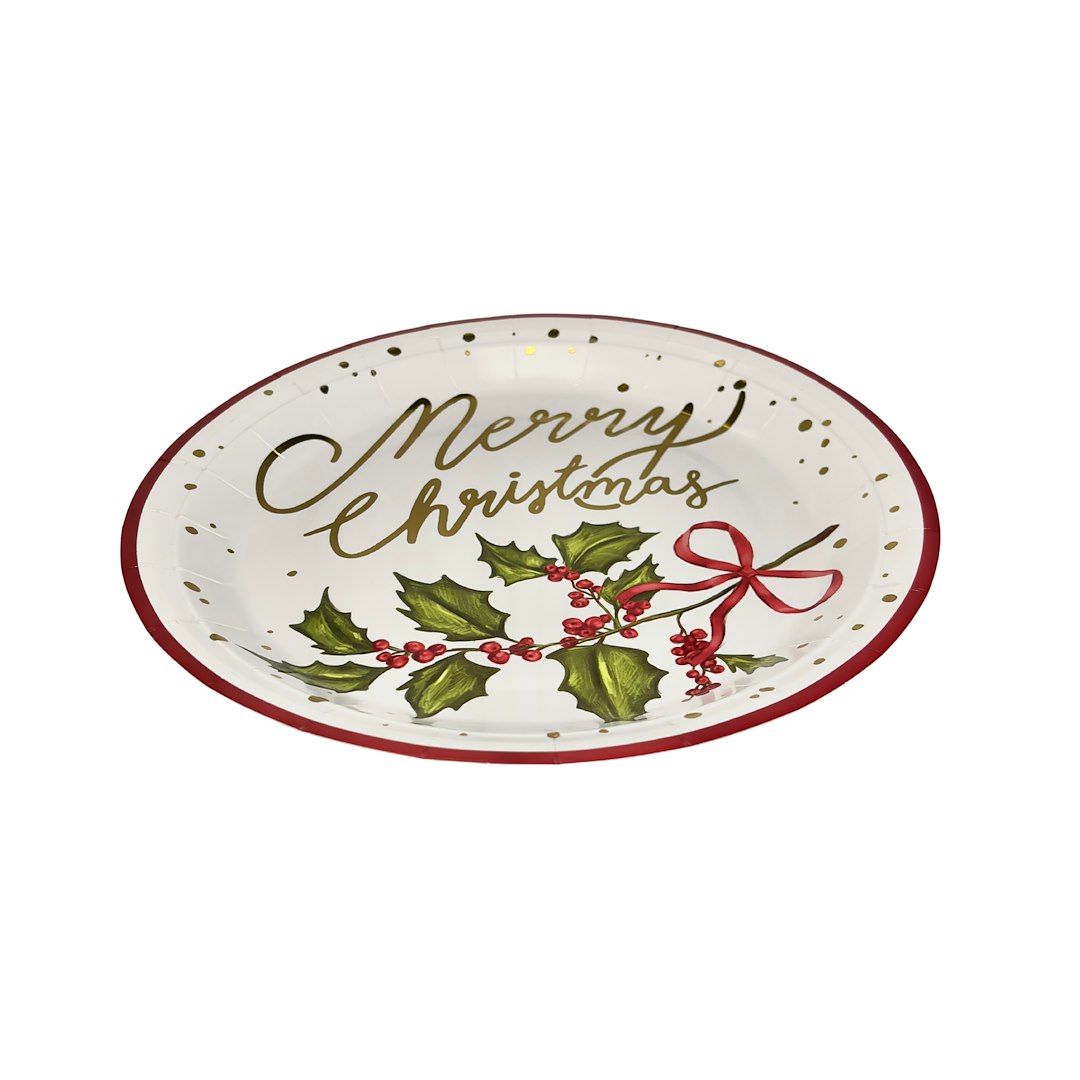 Talerze nadruk Merry Christmas 22,5cm (10szt)