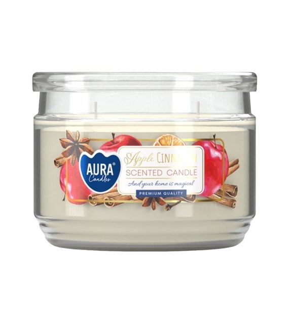 BISPOL świeca zapachowa w szkle dwa knoty  Jabłko-cynamon  30h (_/6/1)