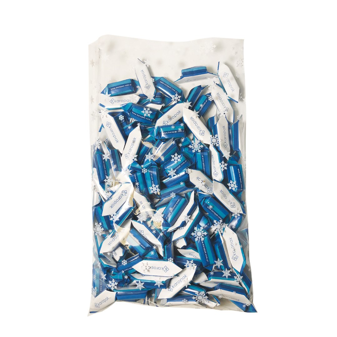 TOREBKI PP ŚWIĄTECZNE 25x40 białe śnieżynki (100szt)