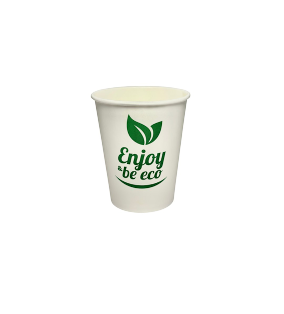 (EKO) Enjoy&BeEco Kubek papierowy PLASTIC FREE biały + nadruk 250ml (36/20/50)