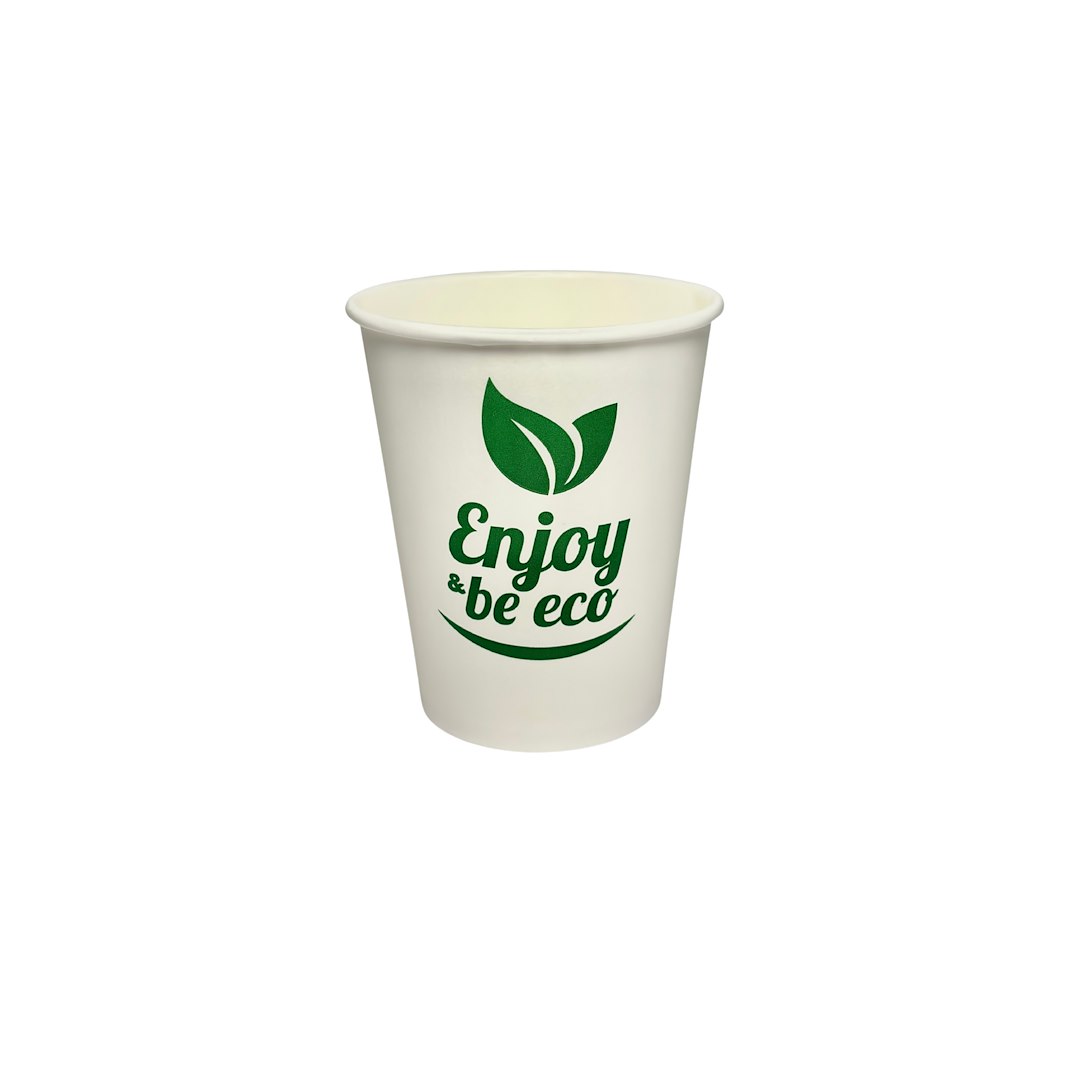 (EKO) Enjoy&BeEco Kubek papierowy PLASTIC FREE biały + nadruk 250ml (36/20/50)