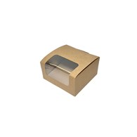 Pudełko kraft okno łamane 132x132x66mm (_/10/25)