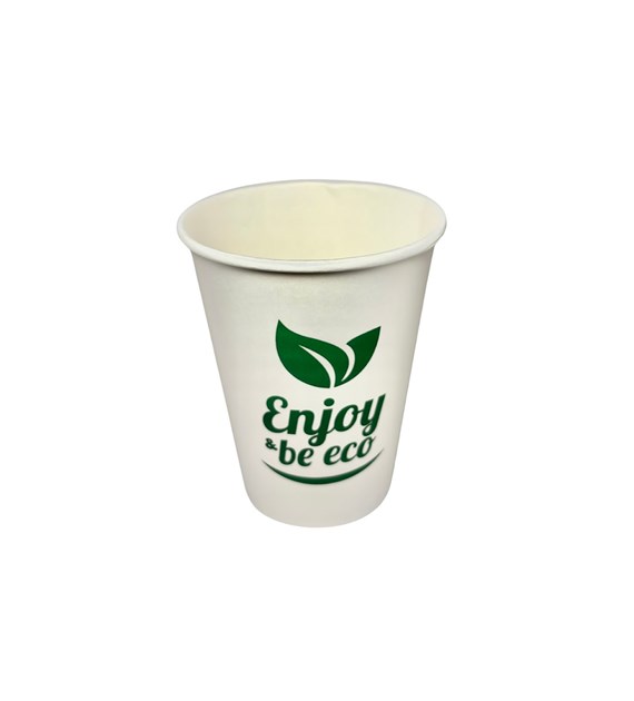 (EKO) Enjoy Be Eco Kubek papierowy PLASTIC FREE biały + nadruk 250ml (24/23/60)